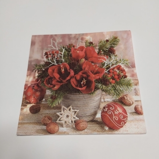 Ubrousek 33x33cm - Červené květy
