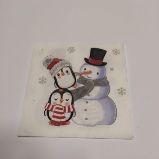 Ubrousek 33x33cm - Sněhulák s tučnáky